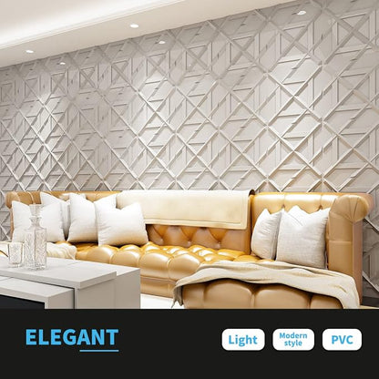 Art3d PVC 3D Wall Panel, Decorative Wall Tile in White 12-Pack 19.7"x19.7" | Waterproof, Scratch Resistant, Wall & Ceiling Decor Panels, Ideal for Commercial Spaces