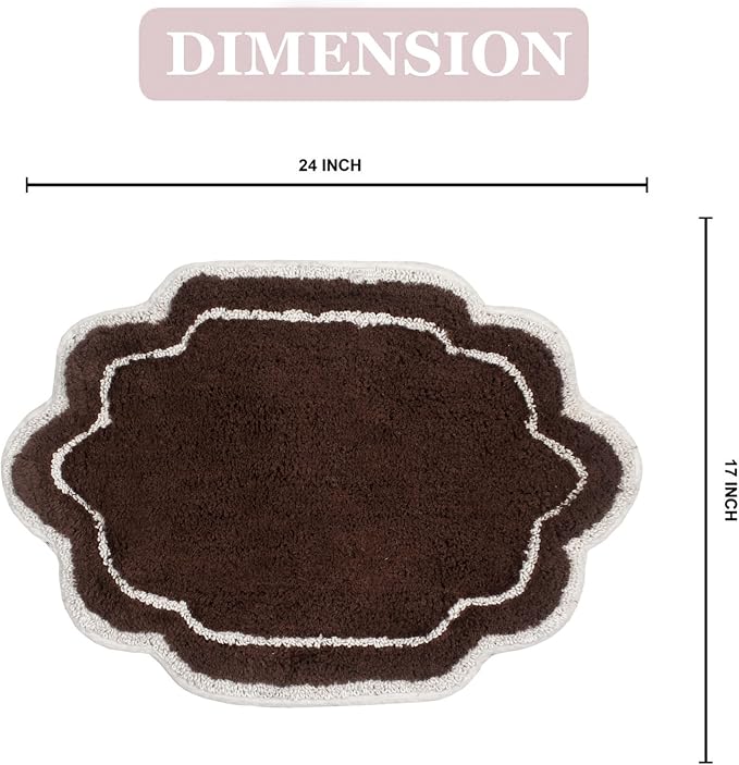 Home Weavers Allure Collection 100% Cotton Tufted Bathroom Rug, Soft and Absorbent Bath Rugs, Non-Slip Bath Carpet, Machine Wash Dry Bath Mats for Bathroom Floor, 17"x24" Bath Rug, Brown