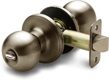 Copper Creek BK2030AB Ball Door Knob, Privacy Function, 1 Pack, in Antique Brass