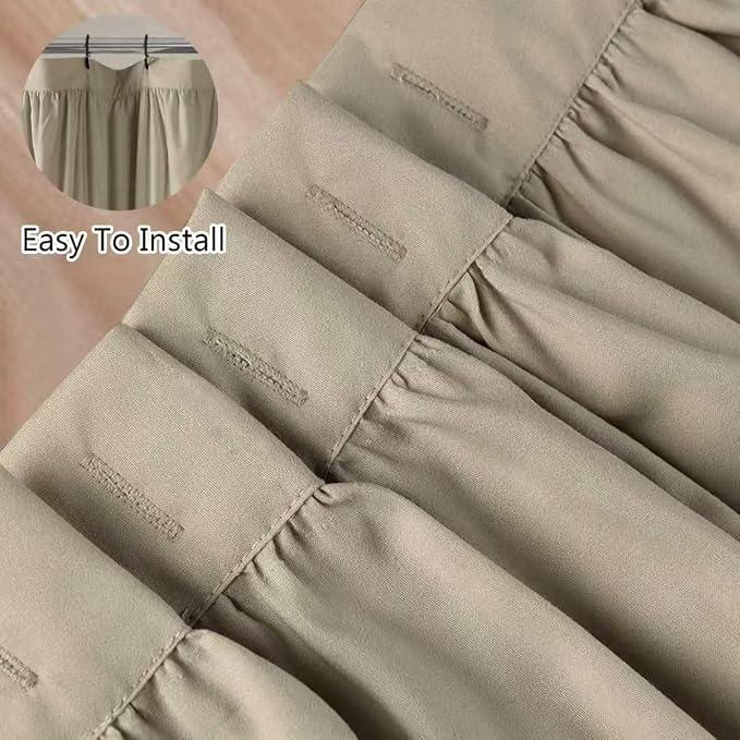 Homechoice Decor Taupe Ruffle Shower Curtain 72" W x 72" H | Vintage Handcrafted Bow Tie Bath Curtain for Master Bathroom, Ruched Microfiber Bathroom Curtain with 12 Buttonholes (LQ-10)