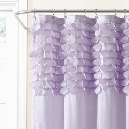 Lush Decor Lillian Shower Curtain Single 72" W x 72" L Lilac - Purple Shower Curtains for Bathroom - Bathroom Curtain - Glam Bathroom Decor