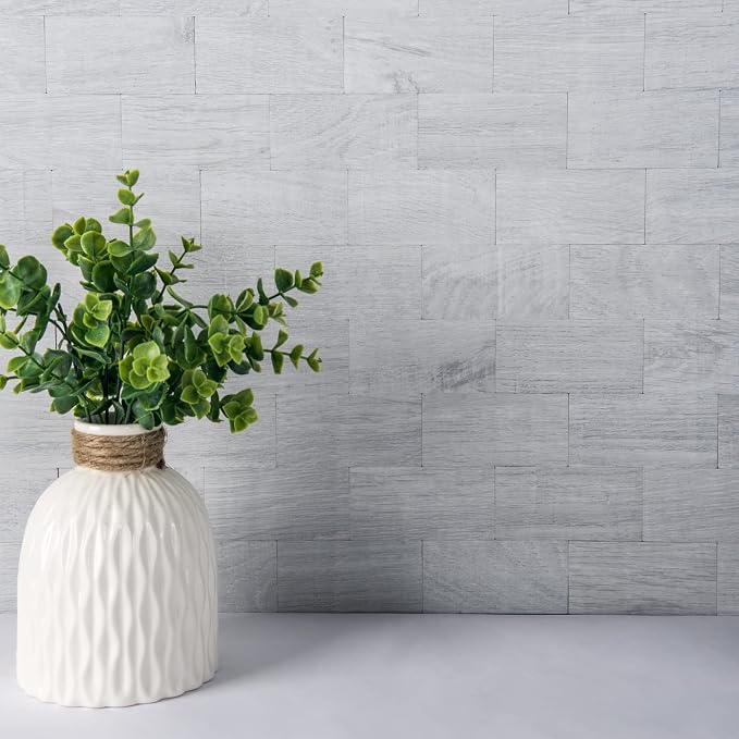Art3d Peel and Stick Backsplash, Stick on Wall Tile, 10-Pack, White-Washed | PVC, Self Adhesive, Splash Resistant, Multi-Surface Compatibility, Ideal for Kitchens, Fireplaces, Stair Areas