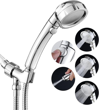 JONKEAN Handheld Shower Head with Hose for RV Chrome | High Pressure and Water Saving, ON/OFF Switch, Easy to Detachable, Equipped with 3 Spray Modes and Bracket