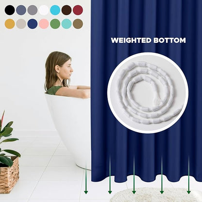 Fabric Shower Curtain Liner 72"W x 84"L-Navy Extra Long Shower Liners | Hotel Quality Water Resistant Machine Washable Shower Liner-Cloth Polyester Light Weight High Ceilings Bathroom Curtain Liner