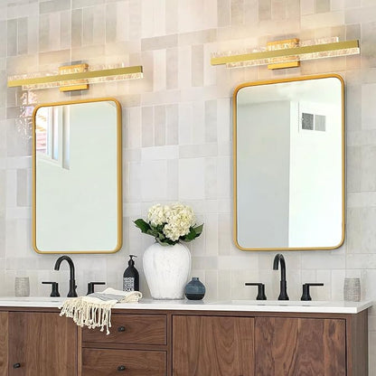 Modern Bathroom Vanity Light: Brushed Gold 27 inch 28W Dimmable LED Bath Bar Light Fixtures Over Mirror - Wall Sconce Picture Lights for Paintings Cabinets Bedroom 3000k