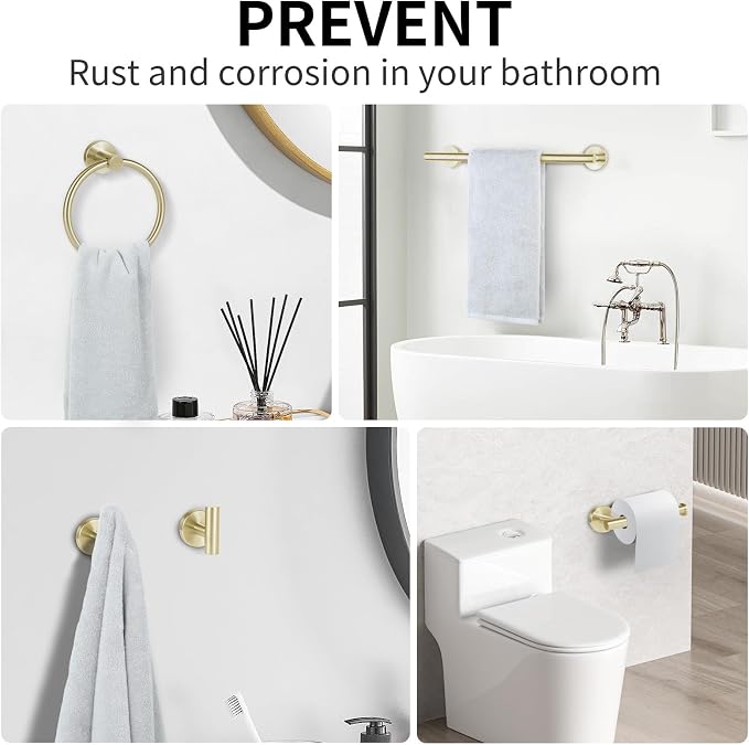 24 Inch Brushed Nickel Bathroom Hardware Set,4 Pack Bathroom Towel Bar Set | 24Inch Square Bathroom Towel Bar, Modern Design, SUS304 Stainless Steel Premium Material, Wide Drying Space Towel Rack