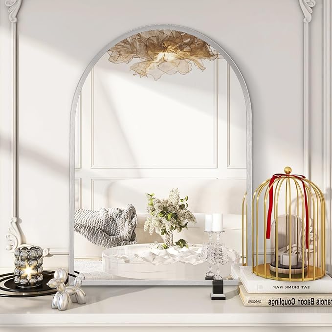 Arched Mirrors for Wall, 28"x20" Arch Bathroom Mirror, for Entryway Living Room Vanity Bedroom Mantel Hallways Home Decor Aluminum Alloy Frame