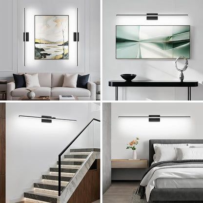 LED Bathroom Vanity Light, Modern Bathroom Light Fixture Over Mirror (Cool White 6000K), Vanity Light Bar with Angle Adjustable, 48 Inch, Black