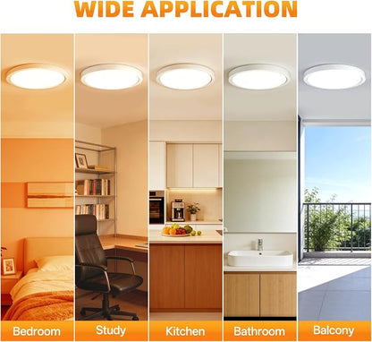 15.8Inch LED Flush Mount Ceiling Light,5CCT,ETL Listed,Dimmable White | Hardwired 5CCT Selectable 2700K-5000K,30W 3400LM Dimmable Round Flat Panel Light Fixture for Living/Bedroom,Porch&Indoor