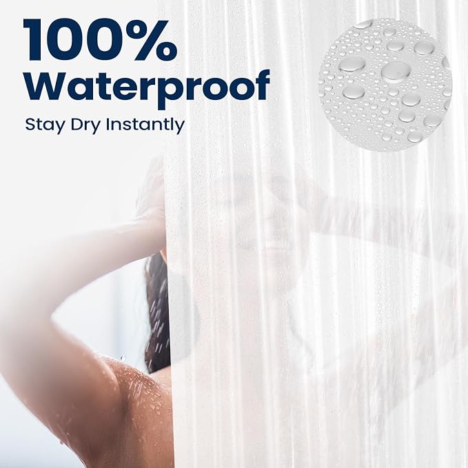 downluxe Shower Curtain Liner, PEVA Plastic Shower Liner with 3 Magnets, 72" x 72" Waterproof Bathroom Curtain, EVA Frosted, 1 Pack