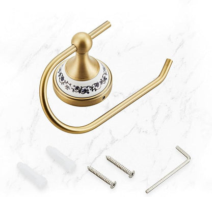 Toilet Paper Holder, Bathroom & Kitchen Toilet Tissue Roll Holder | Zinc Alloy Antique Brass Open-Arm Screw-In Wall-Mounted Towel Holder, Bathroom Hardware Accessory YIGUANXIN