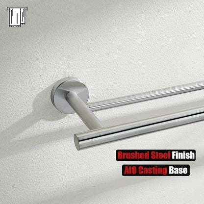 JQK Double Bath Towel Bar, 19 Inch 304 Stainless Steel Thicken 0.8mm Towel Rack Bathroom, Towel Holder Brushed Finished Wall Mount, Useable Length 16 Inch, TB100L16-BN