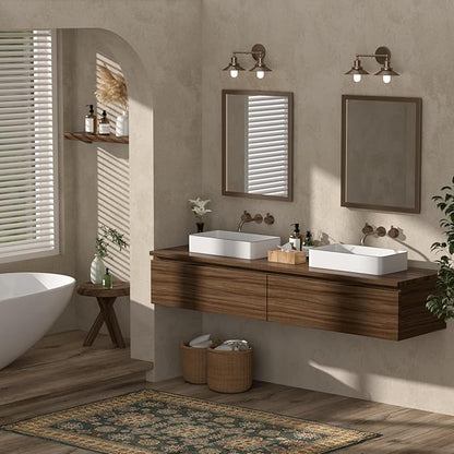 Bathroom Vessel Sink 24x14 inch Above Counter Rectangular White Ceramic Countertop Vessel Sink for Cabinet Lavatory Vanity 24" x 14"