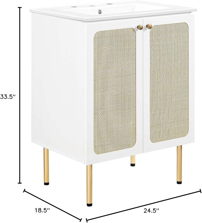 Modway EEI-6693-WHI-WHI Chaucer 24" Bathroom Vanity, White White