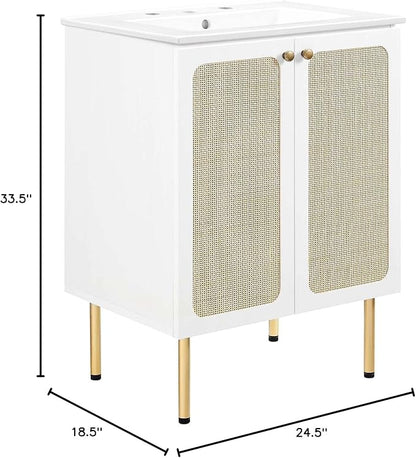 Modway EEI-6693-WHI-WHI Chaucer 24" Bathroom Vanity, White White