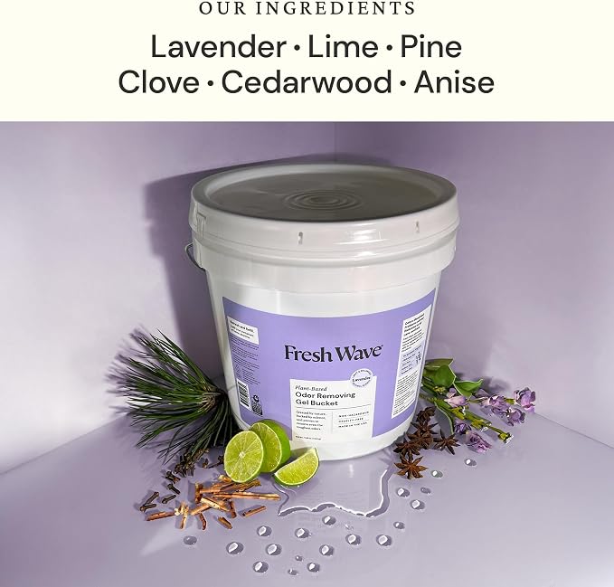 Fresh Wave Odor Eliminator Gel Bucket, 248 oz. Lavender Refill | EPA Safer Choice rated, No parabens or harsh chemicals, Refills up to 16 large gel jars, Pet-safe room deodorizer