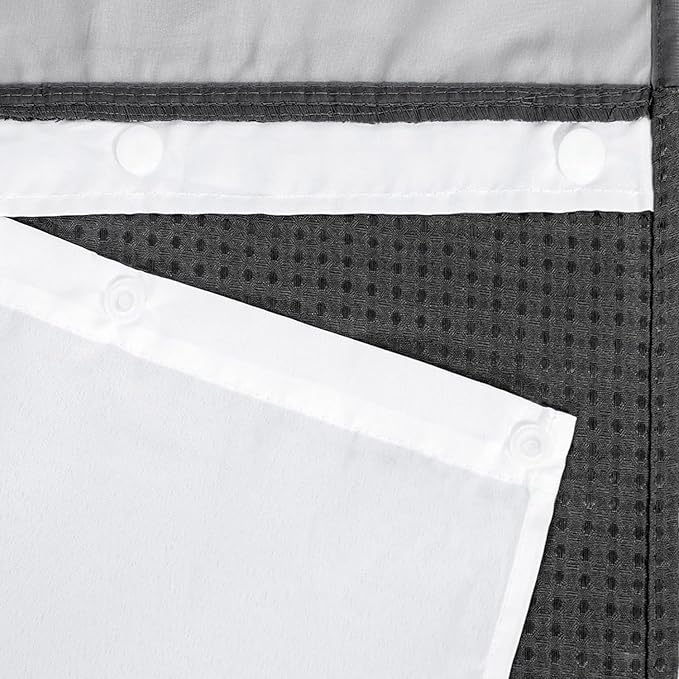 River Dream Waffle No Hook Shower Curtain with Liner,Graphite Grey,36x74 | Dotted Waffle,Snap-in Liner,Heavy Duty,Quick Dry,Mesh Top Window,With Bottom Magnets,Hotel-Grade,Washable,Small Stall Size