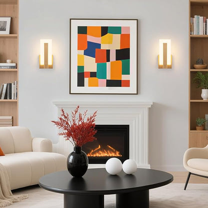 Modern Wall Sconces Set of 2, 3000K Warm White Wall Sconce, Acrylic Gold Wall Lamp, Hardwired Wall Mount Lighting Fixture for Hallway, Bedroom, Study, Living Room Indoor Wall Light