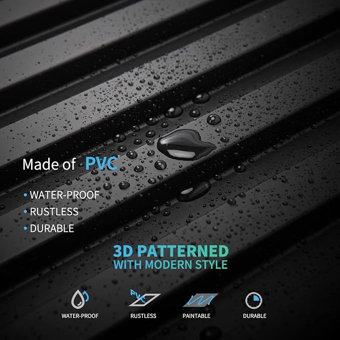 Art3d 3D Fluted Textured Slat Wall Panels, 19.7 x 19.7 in, 12-Pack, Black | PVC, Waterproof, Scratch Proof, Wipeable, Break-Proof, Ideal for Home, Office and Commercial Spaces