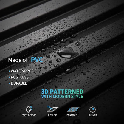 Art3d 3D Fluted Textured Slat Wall Panels, 19.7 x 19.7 in, 12-Pack, Black | PVC, Waterproof, Scratch Proof, Wipeable, Break-Proof, Ideal for Home, Office and Commercial Spaces