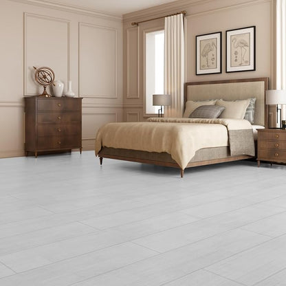 Art3d Wood Texture Peel and Stick Vinyl Floor Planks, 36-Pack, White | Cover 54 sq.ft, Waterproof, Self-Adhesive, Scratch Resistant, Premium Vinyl, Ideal for Bedroom, Living Room, Kitchen, RV