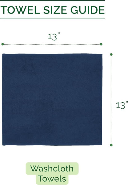 Elegant Comfort 100% Turkish Cotton Corduroy Ribbed Luxury Washcloths 6 Pack Soft 13 x 13 Inch - Higly Absorbent, Durable, Quick Dry, Spa Premium Hotel Quality for Bathroom or Travel, Navy