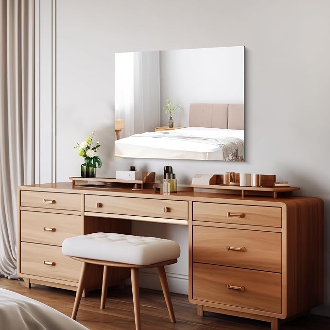 CILIBER Frameless Mirror, 24x30 Mirrors for Wall, Rectangle Bathroom Mirror for Over Sink, Frameless Vanity Mirror with Polished Edge, 3mm Tempered Glass, Hangs Horizontally or Vertically