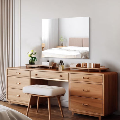 CILIBER Frameless Mirror, 24x30 Mirrors for Wall, Rectangle Bathroom Mirror for Over Sink, Frameless Vanity Mirror with Polished Edge, 3mm Tempered Glass, Hangs Horizontally or Vertically