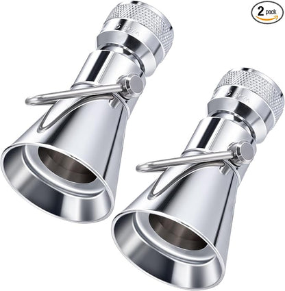 Enhon 2 Setting Pivoting Single Spray Shower Head with Shut Off Valve, Replacement for 52650-PK Compatible with Delta Shower, 2.5 GPM Brass Water Saving Shower Head 1 5/8" Diameter Spray Face(2 Pack)