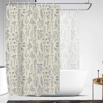 Coxila Vintage Floral Shower Curtain Extra Wide Large Long Clawfoot Tub Wrap Around Flower Retro Farmhouse Rustic Country Spring Botanical Cottage Bathroom 108 x 72 Inch Polyester Fabric 18 Pack Hooks