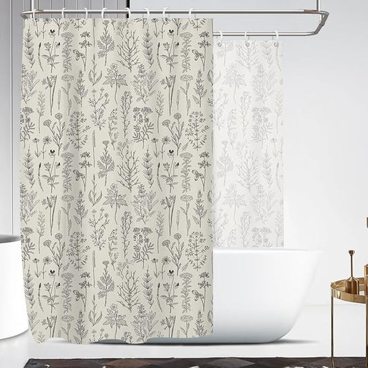 Coxila Vintage Floral Shower Curtain Extra Wide Large Long Clawfoot Tub Wrap Around Flower Retro Farmhouse Rustic Country Spring Botanical Cottage Bathroom 108 x 72 Inch Polyester Fabric 18 Pack Hooks