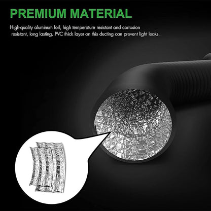 iPower Grow Tent Ventilation System 4 Inch Inline Duct Ventilation Fan 195 CFM, Carbon Filter and 8 Feet Ducting and 1 Pair Rope, Circulation Vent Blower Air Filtration Kit
