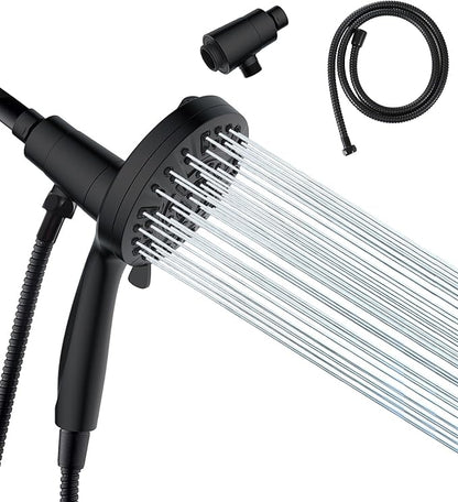 High Pressure Shower Head with Magnetic Back Fixed Base Design ,Handheld Showerhead with Hose Set Stainless Steel 59 inches/5 ft 10-Setting 5 inches Large Face ,Chrome Finish