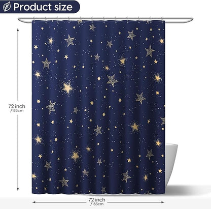 Amaredom Star Shower Curtain, Celestial Shower Curtain for Bathroom, Waterproof Fabric Shower Curtain Set, Bathroom Decoration with 12 Hooks 72x72 Inches