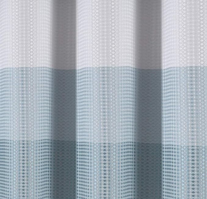 Dainty Home Waffle Weave Waterproof Shower Curtains for Bathroom, Blue 70 icnhes, Extra Long Shower Curtain, Waterproof Fabric 12 Roller Ball Hooks