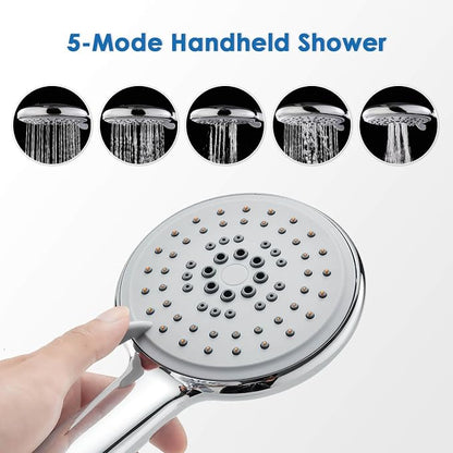 ROVOGO Shower Panel Tower System With Height Adjustable Shower Head, Black | Self-Cleaning Rain Shower and Handheld, 6 Body Jets, Brass Shower Arm and Valves, Stainless Steel Shower Column 43.3 inch