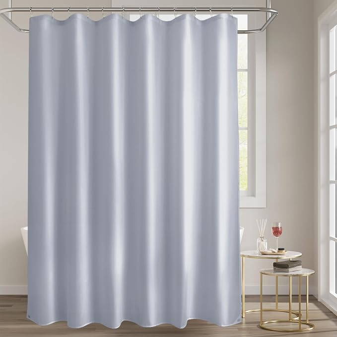 Titanker Fabric Shower Curtain Liner, Gray Shower Curtain Liner with 2 Magnets, 70 x 72 Inches, Cloth Shower Liner Waterproof Polyester, 85GSM, Easy Installation, Machine Washable, Blue Gray