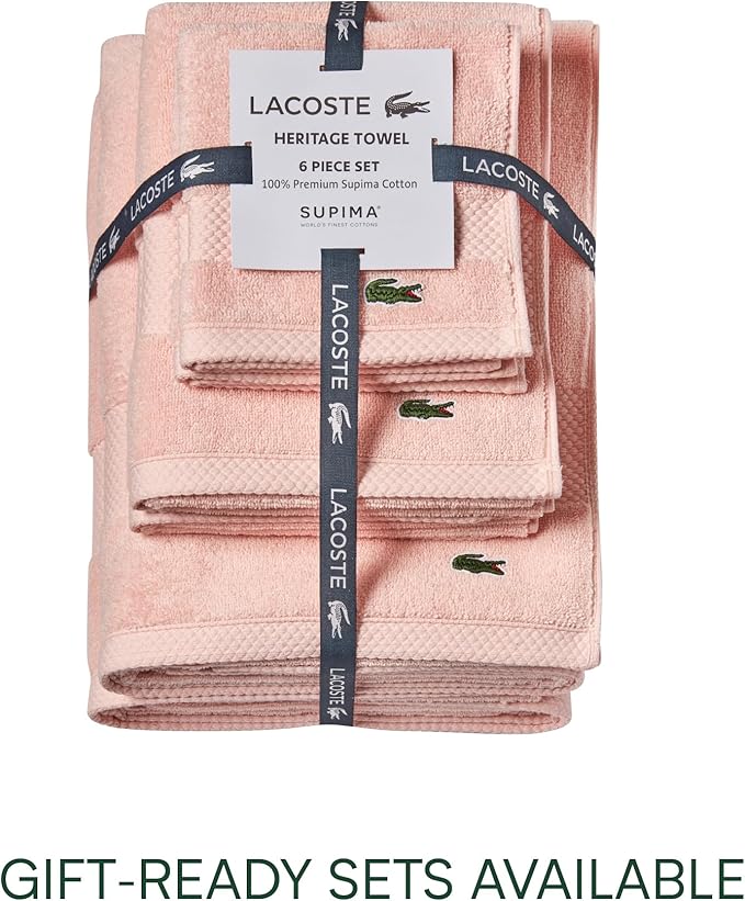Lacoste Heritage 100% Supima Cotton Tub Mat, Light Pink, 21" x 31" – Highly Absorbent & Quick Drying, Premium Super Soft Bath Towel, Bathroom Essential, Gift for All Occasions, Machine Washable