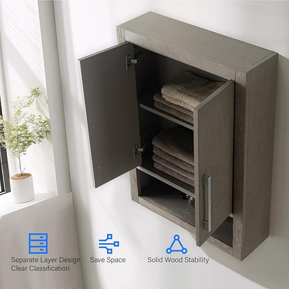 Vanity Art 24" Bathroom Vanity with Storage Cabinet & Shelves, Storage Cabinet with Soft-Closing Doors, VA90-TC-DG-MB1