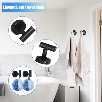 Cilee 10 Piece Matte Black Bathroom Hardware Set, 24 16 inch Towel Bar Set | 24 & 16 inch Towel bar, Toilet Paper Holder, Towel Ring, Towel Hook, Bathroom Accessories Set Stainless Steel Wall Mounted