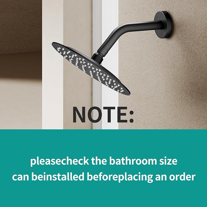 All Metal Rain Shower Head - Heavy Duty Stainless Steel, Easy Install, High Water Flow, Ultra-Thin Modern Design for Bathroom (D-Matte Black, 8)