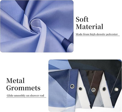Navy Blue Shower Curtain, Modern Abstract Black and Blue Striped Shower Curtain Set for Bathroom Waterproof Shower Curtain with Hooks, 60x72 Inch