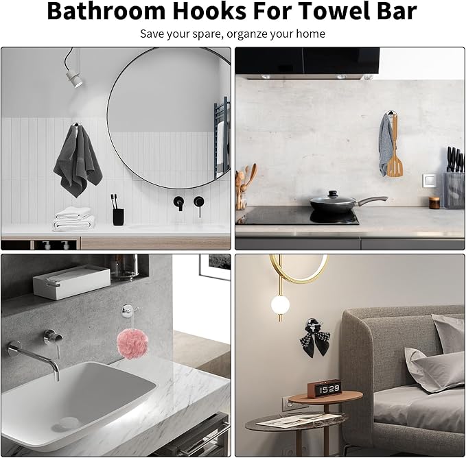Newfun 8-Pieces 24 Inch Polished Chrome Bathroom Hardware Set | Bathroom Accessory Set, Includes 24" Adjustable Bath Towel Bar, Towel Rings Wall Mounted, Toilet Paper Holder, Towel Hooks