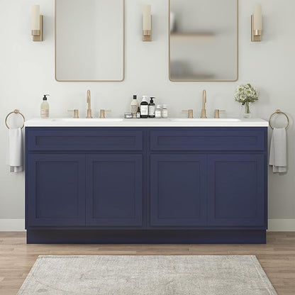 Vanity Art 78 Inch Bathroom Base Cabinet Only, Double Sink Top (Not Include Sink) with Door & Soft Close Hinge, Unassembled Floor Cabinet, Blue, 2ea 39 Inch Combo