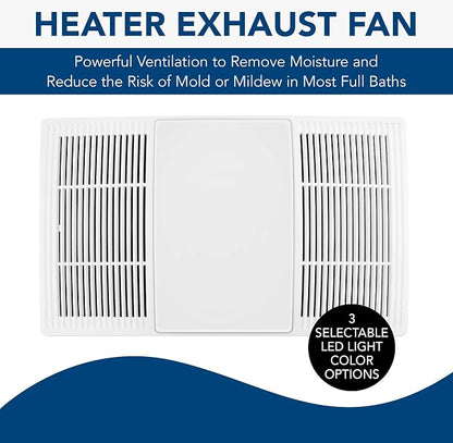 Broan-NuTone BHFLED80 PowerHeat Bathroom Exhaust Fan, Heater, and LED Light Combination, 80 CFM & ENERLITES Countdown Timer Switch for bathroom fans and household lights