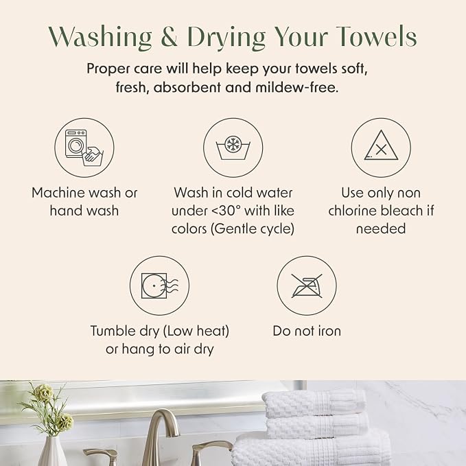 4 Pack 100% Cotton Bath Towels | White Towels | Oeko‑TEX Standard 100 | Soft & Absorbent, Quick‑Dry | Trinity Collection - Bright White