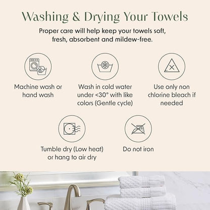 4 Pack 100% Cotton Bath Towels | White Towels | Oeko‑TEX Standard 100 | Soft & Absorbent, Quick‑Dry | Trinity Collection - Bright White