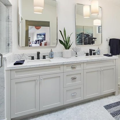 Bathroom Faucet 3 Hole, 8 Inch Widespread Bathroom Sink Faucets, 2 Handle Bathroom Faucets for Sink, Modern Rv Lavatory Vanity Faucet with Pop Up Drain and Supply Hoses, Matte Black