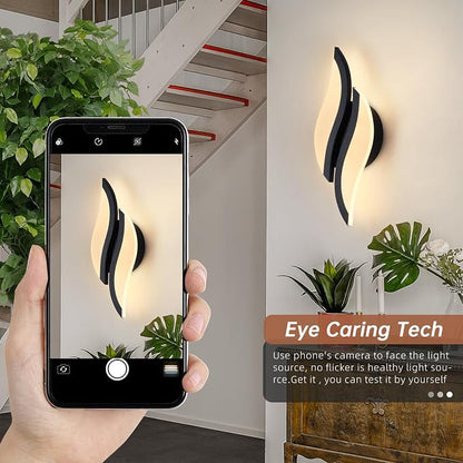 CANEOE Modern LED Wall Sconce 3000K Black Indoor Wall Light Fixtures Acrylic Wall Sconce Lighting for Living Room Bedroom Bedside Bathroom Hallway Stairway Wall Lamp (Black, 1 Pack, 3000K)
