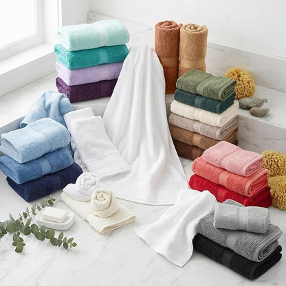 SUPERIOR Egyptian Cotton Ultra Plush & Absorbent, 12 Piece Set, Charcoal | Heavyweight 12 Pc Egyptian Cotton Towel Set Includes 4 Bath Towels 4 Hand Towels 4 Washcloths Decorative Rope Border